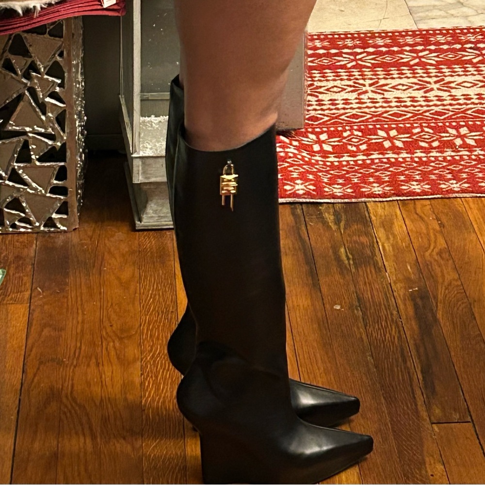 Givenchy lock 80 leather wedge tall boot